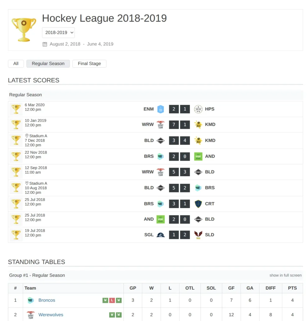 Tournament editor showing stage tabs, stage settings, and group structure
