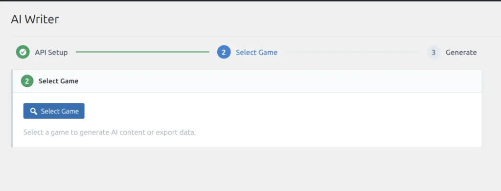 Step 2 Select Game with the entity selector button