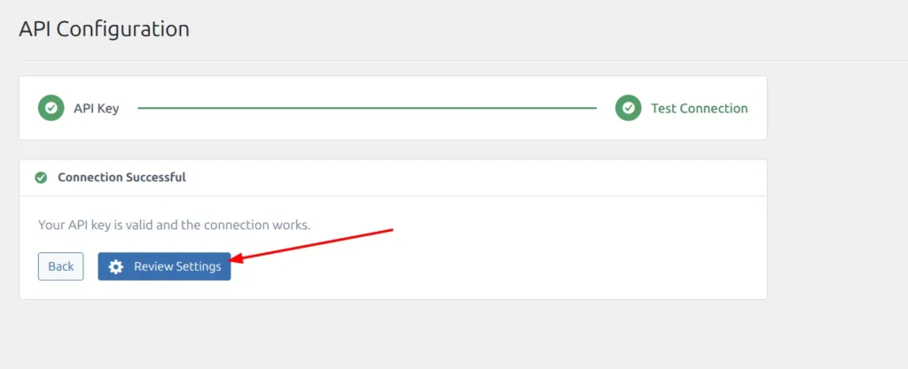 API Config page showing enabled sports checkboxes and import settings below for review before saving