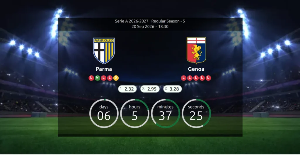 The scoreboard of an upcoming game with the W1-X-W2 strip under the clubs: three rounded pills labeled 1, X and 2 with the chosen bookmaker's match-winner prices
