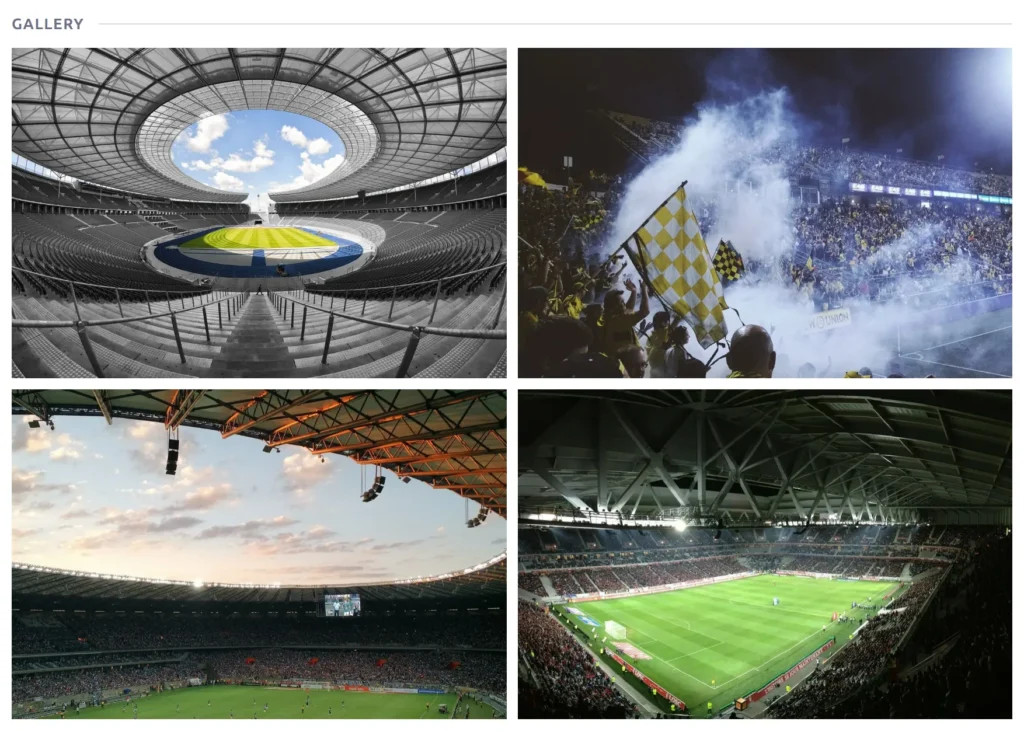 The Gallery block on a club page - a Gallery heading above a justified grid of the club's photos